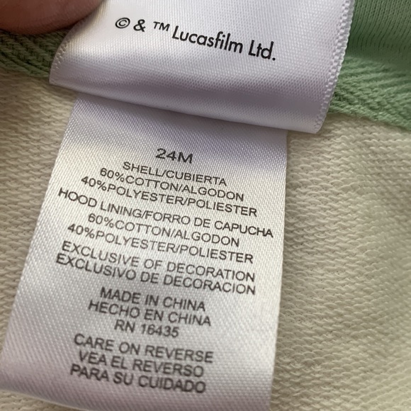 Star Wars Disney Baby Yoda 2 pc. Outfit 24M Green & Ivory EUC Hoodie & Shorts - Picture 9 of 12